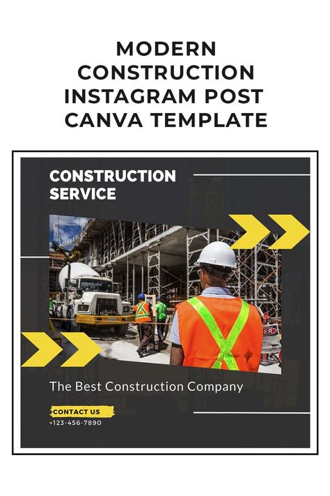 Construction Instagram Post, Modern Construction, Construction Services, Post Instagram, Construction Company, Instagram Post Template, Post Templates, Canva Template, Instagram Post