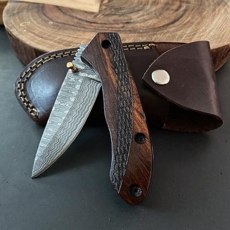 Handmade Pocket Knife, Damascus Folding Knife, Damascus Pocket Knife, 1095 Steel, Tactical Pocket Knife, Hand Forged Knife, Homemade Fudge, Knife Gifts, Forged Knife