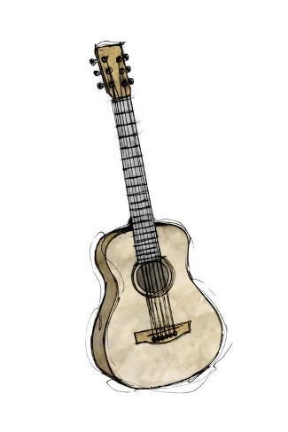 size: 36x24in Stretched Canvas Print: Country Guitar by Lottie Fontaine : Using advanced technology, we print the image directly onto canvas, stretch it onto support bars, and finish it with hand-painted edges and a protective coating.