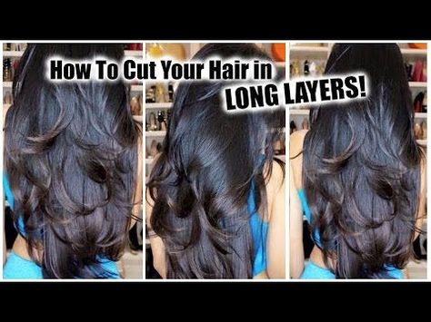 Hair Without Layers, Layers At Home, Layers Haircuts, Hair In Layers, Long Hair With Layers, Long Hair Diy, Cut Your Own Hair, Cut Own Hair, Haircuts For Long Hair With Layers