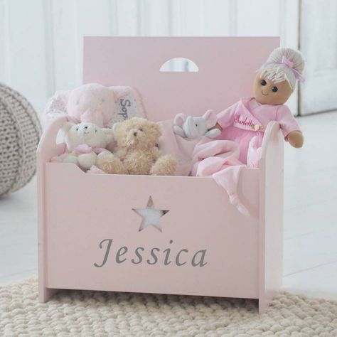 Our beautiful star toy box is a unique addition to your little one’s playroomOur beautiful star toy box is a unique addition to your little one’s playroom and can be personalised for free for that extra special touch. Made from pink wood with two nifty handles for easy transportation, this is a perfect gift for little ones that will last you a lifetime. Don’t forget to send us up to 12 characters and we’ll engrave them for free.WoodDepth : 29cm, Width : 47cm, Seat Including Handles 50cm , Height Girls Toy Chest, Toy Chest Bench, Girls Toy Box, Childrens Toy Boxes, Wood Toy Box, Toy Storage Chest, Personalised Toy Box, Toy Chests, Wooden Toy Boxes