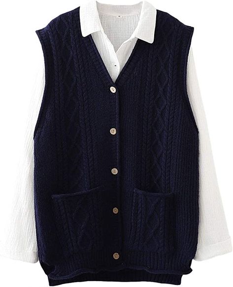 Sweater Vest With Buttons, V-neck Button Vest For Winter, Button Up Sweater Vest, Casual V-neck Sweater Vest, V-neck Sweater Vest With Buttons For Winter, Sleeveless Cardigan Outfit, Winter V-neck Solid Sweater Vest, Cotton Vest, Sleeveless Cardigan