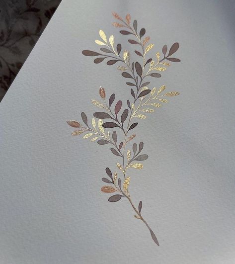 Gold Floral Painting, Metallic Watercolor Painting, Metallic Watercolor, Draw Painting, Watercolour Inspiration, Watercolor Flower Art, 수채화 그림, Great Paintings, Realistic Art