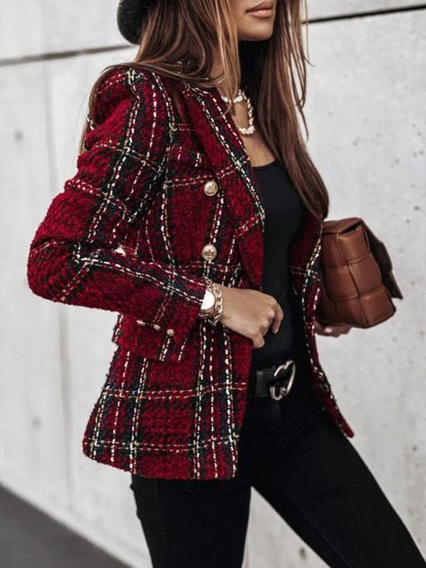 Casual Chique Stijl, Chic Style Outfits, Trendy Work Outfit, Chique Outfit, Style Désinvolte Chic, Casual Chic Outfits, Style Casual Chic, Ladies Blazer, Checked Blazer