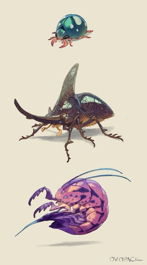 Fantasy Insect Art, Ryota Murayama, Insect Concept Art, Fantasy Insect, Bug Creature, Bugs Art, Kunstjournal Inspiration, Insect Design, Bug Art