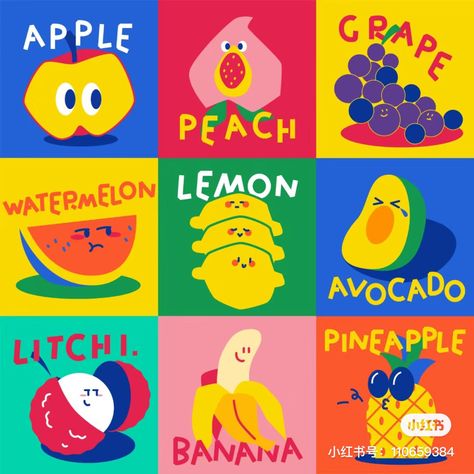 Sticker Sheet Design, Fruit Character Design, Korea Poster Design, Fruit Logo Design Ideas, Power Illustration, Bear Character Design, Kids Branding Design, Fruit Juice Packaging, Fruits Illustration