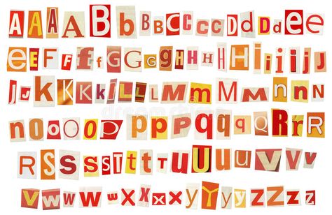 Newspaper alphabet. Newspaper, magazine alphabet. Selected red, yellow, orange and white colors royalty free stock image Red Alphabet Letters Aesthetic, Orange Alphabet Letters, Yellow Letters Aesthetic, Newspaper Alphabet Letters, Alphabet Letters To Print Free Printable, Red Alphabet Letters, Red Newspaper, Yellow Magazine, Red Scrapbook