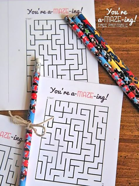 You're A-MAZE-ing! Free Printable Cards | Our Kid Things Valentines Day Pencil Cards, Pencil Valentines Ideas For Kids Free Printable, Valentine Pencil Ideas, Happy Heart Day, Class Gifts, Happy Hearts Day, Free Printable Cards, Be Mine Valentine, Valentine's Ideas