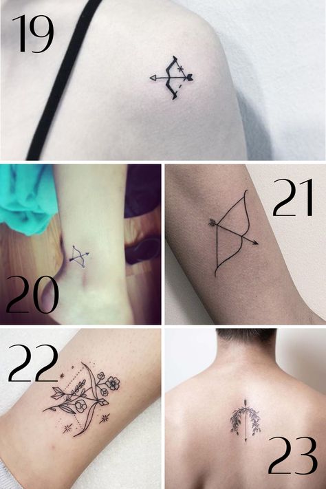 47 Fiery Sagittarius Tattoos Filled With Pride, Courage, + Fury - tattooglee Sagittarius Arrow Tattoo, Sagitarious Tattoos, Sag Tattoo, Archer Tattoo Sagittarius, Aries Zodiac Tattoos, Archer Tattoo, Sagittarius Tattoo Designs, Arrow Tattoos For Women, Arrow Tattoo Design