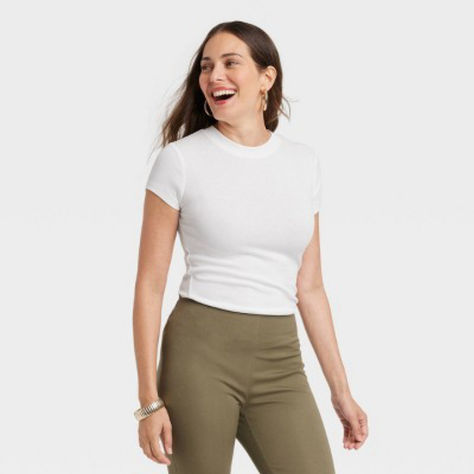 Save $2.40 (30% off). Size XS-4X. Short-sleeve T-shirt makes a great addition to your casualwear. Soft fabric with added stretch ensures a comfortable fit, Solid color pairs with a variety of bottoms and layering pieces for versatile styling. Basic Crewneck, Fall Capsule Wardrobe, Denim Accessories, Slim Fit Shorts, Hem Style, Work Blouse, Womens Clothing Sizes, Sweater Sleeves, Stylish Shirts