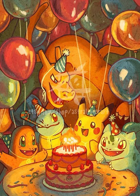 Pokemon Birthday Card, Pokemon W, Happy Birthday Art, Pokemon Birthday Party, Pokemon 20, Birthday Illustration, Pokemon Party, Pokemon Birthday, Pokemon Eevee