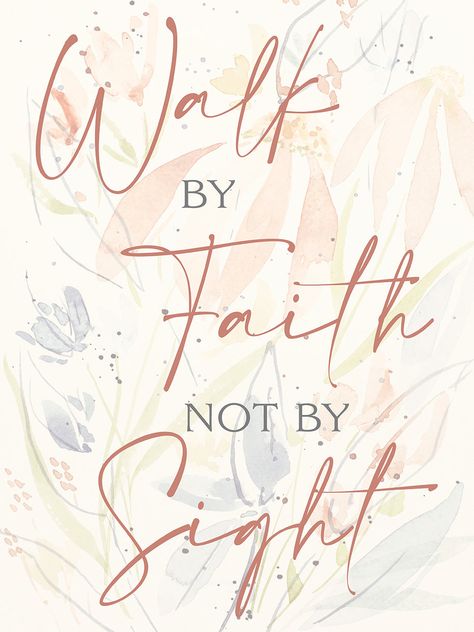 We Print Walk By Faith Not By Sight by Krinlox on a bright white canvas using a printing process that covers the entirety of the canvas to ensure the most accurate depiction of the artist’s original work. Expert crafters strive to make each canvas art print the unique masterpiece your home deserves. Our framed wall art is hand-crafted and made to order to give a high quality and professional appearance. Each canvas print has preinstalled D-rings attached to the back of the product to make hangin Walk By Faith Not By Sight, Christian Art Ideas, Faith Based Art, Bible Quotes Background, Gods Love Quotes, Faith Art, Christian Quotes God, Christian Bible Quotes, Walk By Faith