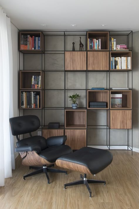 Small Space Interior Design, Wall Shelves Design, Shelf Design, Office Interior Design, Home Office Design, Eames Chair, Home Tour, Living Room Interior, Interior Design Living Room