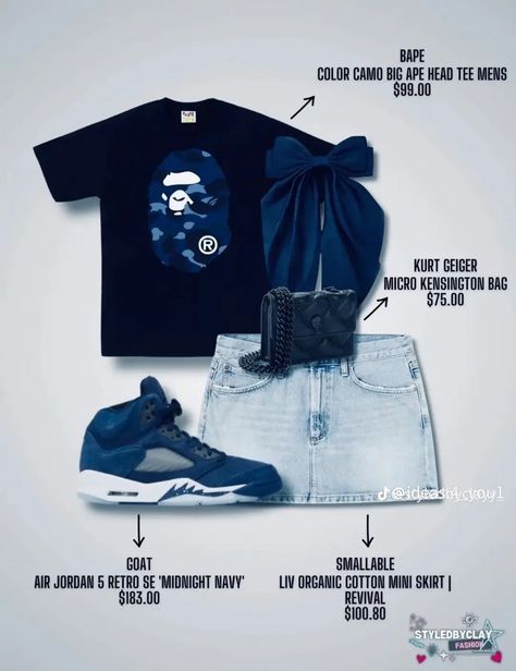 Outfits For School With Jordans, First Day Of School Outfit Highschool Black, Blue Back To School Outfits, Back To School Outfits Senior Year, Essential Shirt Outfit, Outfit Ideas With Jordans, Shein Back To School Outfits, Bape Outfits, Cute Highschool Outfits