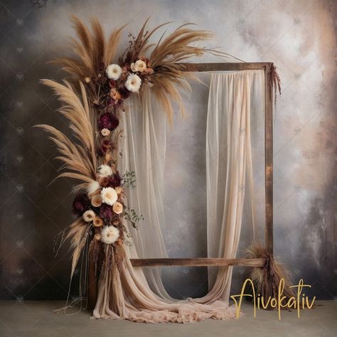 Romantic Boho Digital Floral Frame Photography Backdrop, Digital Frame Background, Boho Floral Backdrop Maternity, Wedding, Birthday Etc. - Etsy Summer Photo Backdrop Diy, Bridal Shower Boho Backdrop, Boho Background Photoshoot, Boho Picture Backdrop, Beige Wedding Backdrop, Neutral Photo Backdrop, Boho Wedding Backdrop Receptions, Boho Wedding Arch Ideas, Boho Photo Backdrops