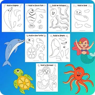 Sea Turtle Craft, Dolphin Craft, Sea Animal Crafts, Ocean Animal Crafts, Octopus Crafts, Animals Craft, Under The Sea Crafts, Shark Craft, Seal Craft