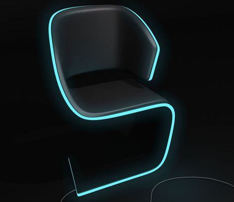 Lamed Chair by Rodolphe Pauloin Futuristic Furniture Design, Futuristic Furniture, Futuristic Interior, Furniture Hacks, Design Industrial, Chaise Design, Futuristic Design, Cool Chairs, Neon Blue