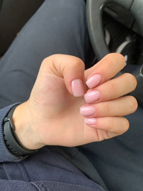 Shirt Light Pink Nails, Short Natural Pink Nails, Squoval Pink Nails, Nails With Red Dress, Plain Colour Nails, Square Oval Nails, Nails Board, Pale Pink Nails, Baby Pink Nails