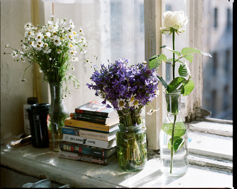 Flowers always brighten a windowsill Window Sill Decor, Decoration Inspiration, Cut Flowers, 인테리어 디자인, Window Sill, Fresh Flowers, Flower Power, Beautiful Flowers, Planting Flowers