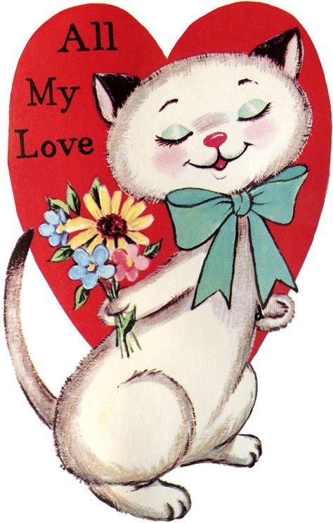 Valentine Iphone Wallpaper, Valentine Cats, Selamat Hari Valentine, Valentine Days, Vintage Cartoons, Valentine Images, Valentine Postcards, Image Chat, Vintage Valentine Cards