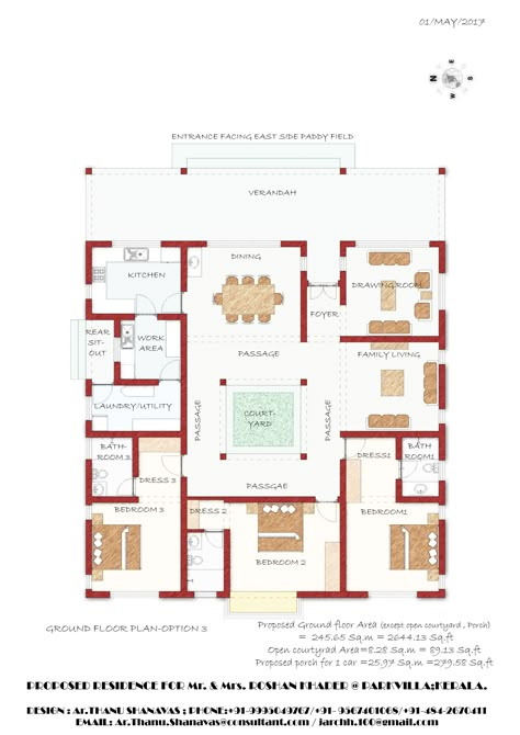 Traditional Indian House Plans, Kerala House Plans With Courtyard, Courtyard House Plans Indian, Naalukettu House, Center Courtyard House Plans, Kerala Style House Plan, 3000 Sq Ft House Plans, Lawyer's Office, Small House Design Kerala