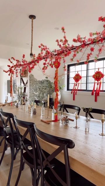 Modern Chinese New Year Decoration, Lunar New Year Home Decor, Decorating For Chinese New Year, Lunar Year Decoration, Lunar New Year Decorations, Lunar New Year Decoration Home, Chinese New Year Decorations Home, Lunar New Year Aesthetic, Lunar New Year Outfit