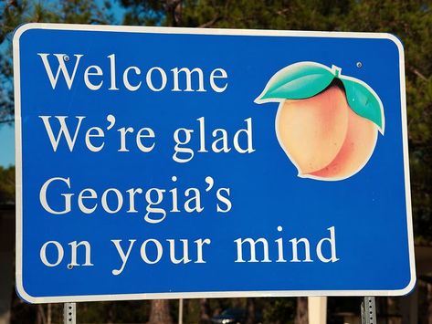 Welcome: We're glad Georgia's on your mind Moving To Georgia, Georgia College, State Signs, Georgia On My Mind, Georgia State, Natural Park, Down South, 50 States, Grimm