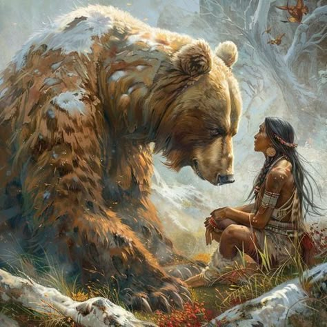 Shaman Woman, American Indian Artwork, Bear Spirit, Bear Totem, Native American Spirituality, Bear Artwork, Native American Paintings, Native American Artwork, Spirit Animals