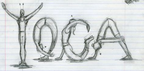 I am going to try to hit up threadless.com again.. but this time I am going to try this sketch. The word Yoga illustrated in people doing Yo... Word Art Drawings, Elementary Drawing, Yoga Kunst, Yoga Drawing, Typography Drawing, Word Drawings, Illustrated Words, Creative Lettering, Yoga Art