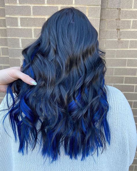 Hotheads Hair Extensions®️ on Instagram: “Extensions don’t always have to be for length, they can be for volume too 🖤💙 _______ Hair: Custom Colored Sew-In Extensions⠀⠀⠀⠀⠀⠀⠀⠀⠀…” Blue Black Hair Extensions, Blue Extensions Hair, Dark Blue Hair Extensions, Lunar Tides Blue Velvet, Light Blue Hair Extensions, Blue Hair Extensions, Sew In Extensions, Silver Candelabra, Simple Wedding Centerpieces