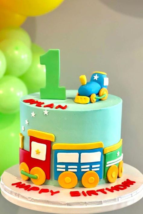 Two Two Train Birthday Party Cake, Train Cakes For Boys, Simple Train Birthday Cake, Bob The Train Birthday Cake, Train Theme Cake, Train Birthday Party Cake, Train Cakes For Boys 2nd Birthday, Train Themed Two Year Old Birthday, Cake Train