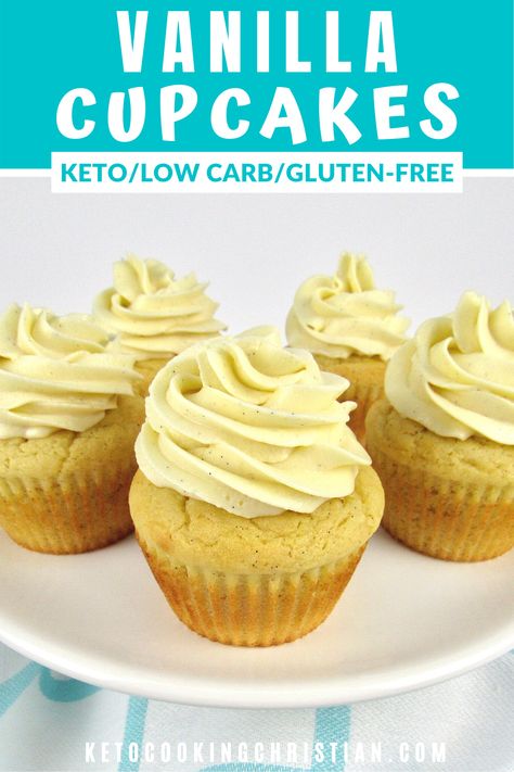 Almond Flour Cupcakes, Gluten Free Cupcakes Vanilla, Easy Vanilla Cupcakes, Low Carb Cupcakes, Keto Cakes, Keto Cupcakes, Baking With Almond Flour, Postre Keto, Gluten Free Cupcakes