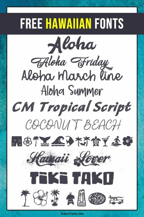 Hawaiian Logo Design Ideas, Hawaiian Font Alphabet, Hawaiian Lettering Fonts, Hawaii Design Graphic, Tropical Font Alphabet, Hawaiian Typography, Tiki Lettering, Hawaiian Font, Hawaii Typography