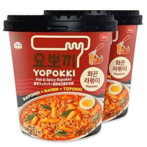 Yopokki Instant Rabokki Cup (Hot Spicy, Cup of 2) Korean Street food with Hot spicy sauce Ramen Noodle Topokki Rice Cake - Quick & Easy to Prepare Microwave Cover, Cup Ramen, Ramen Dishes, Korean Rice Cake, Red Pepper Paste, Stir Fry Rice, Korean Snacks, Spicy Korean, Korean Street Food