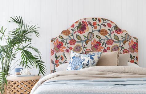 The Bedhead Co. — The Design Files | Australia's most popular design blog. Bed Headrest, Bedhead Design, Headboard Inspiration, Upholstered Bedhead, Cottage Inspiration, Patterned Bedding, Gorgeous Bedrooms, Spare Bedroom, The Design Files