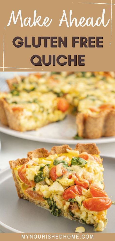 This make ahead gluten free quiche is perfect for preparing in advance. Since quiche is easy to store and reheat, you can bake it a day in advance, keep it in the fridge, and simply reheat when you’re ready to enjoy it. This healthy, savory meal is great for breakfast, brunch, and dinner too! Gluten Free Quiche Crust, Quiche Dinner, Dairy Free Quiche Recipes, Gluten Free Quiche Recipes, Quiche Crust Recipe, Savory Gluten Free, Healthy Quiche, Gluten Free Quiche, Gluten Free Brunch