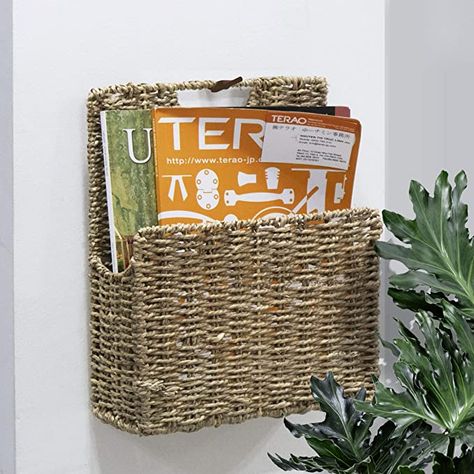 Amazon.com: Wall Mount Wicker Magazine Holder and Mail Sorter Rack, Seagrass Wire Woven Rustic Farmhouse File Hanging Organizer for Home and Office: Home & Kitchen Wall Magazine Holder, Newspaper Storage, Mail Sorter, Bathroom Counter Decor, Magazine Racks, Wicker Wall, Mail Holder, Counter Decor, Magazine Holder