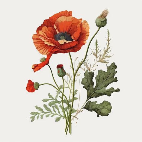 Photo dessin peinture aquarelle coquelic... | Premium Photo #Freepik #photo #fleur-nature #poppies #coquelicot #jardin-fleuri Tattoo Shows, I Tattoo, Flower Garden, Flowers