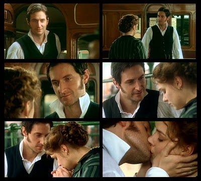 Gaskell'd North and South on BBC. Wonderful four part series- I can't capture how perfect the kiss at the end is. North And South Bbc, Sandy Welch, Movie Kiss, Train Scene, Abstract People, Ella Enchanted, Elizabeth Gaskell, John Thornton, Bbc Drama