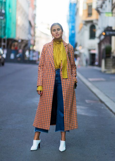 Oslo Fashion, Elegantes Outfit Damen, Jeans Trend, Kimono Outfit, Cute Spring Outfits, Cooler Look, Looks Street Style, Plaid Coat, Fashion Weeks