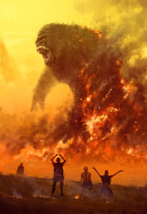 Kong - Skull Island , Jakub Rozalski on ArtStation at https://www.artstation.com/artwork/QwBO4 Jakub Rozalski, King Kong Skull Island, Giant Monster Movies, Island Movies, Kong Skull Island, Kong Godzilla, King Kong Vs Godzilla, Godzilla Wallpaper, Werewolf Art