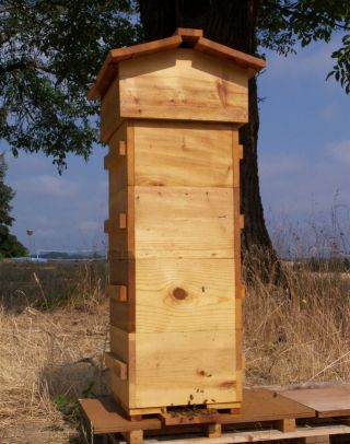 A Warre Hive Warre Hive, Langstroth Hive, Bee Hive Plans, Backyard Bee, Raising Bees, Buzz Bee, Honey Bee Hives, Bee Boxes, Bee Farm