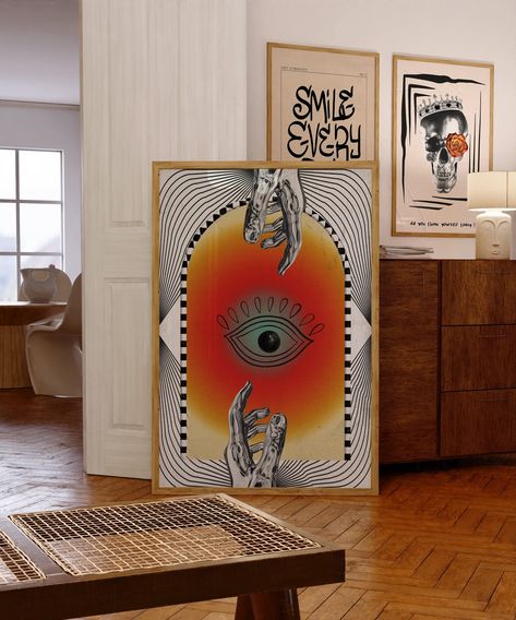 Excited to share the latest addition to my #etsy shop: Cosmic Art Print, Psychedelic Wall Art, Universe Art Print, Vintage Poster, Colorful Art, Retro Wall Art, 70s Retro Home Decor, 70s Wall Art https://etsy.me/42WPGN2 #orange #housewarming #black #unframed #entryway Home Decor 70s, 1960s Art, 70s Wall Art, Trippy Wall Art, Trippy Wall, Mcm House, Cosmic Art, Retro Wall Decor, Universe Art