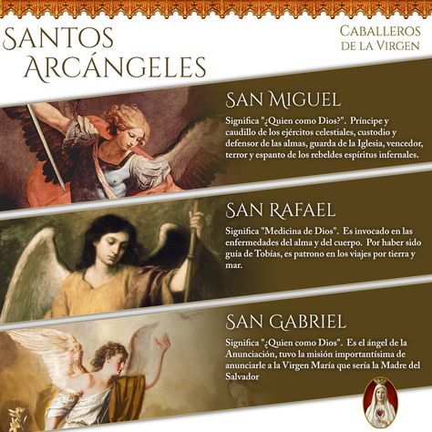 Hoy recordamos a estos tres arcángeles, que en la Biblia aparecen con importantes misiones de Dios. Te contamos un poco de cada uno para que los conozcas. San Miguel en hebreo significa “¿Quién como Dios?” y es uno de los principales ángeles; su nombre era el grito de guerra en la batalla liberada en el cielo contra el enemigo y sus seguidores. San Rafael quiere decir “Medicina de Dios” o “Dios ha obrado la salud” y es el amigo de los caminantes y médico de los enfermos. San Gabriel significa “ San Gabriel, San Rafael, Healthy Life, Movie Posters, Film Posters, Santos