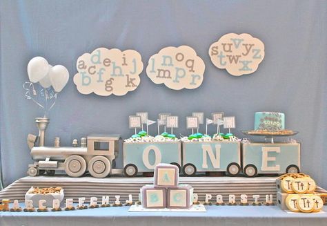 alphabet train baby shower 31 Train Baby Shower Theme, Abc Birthday Parties, Train Baby Shower, Baby Shower Decoration Ideas, Train Party Decorations, Train Theme Birthday Party, Alphabet Train, Boy Baby Shower Ideas, Train Theme