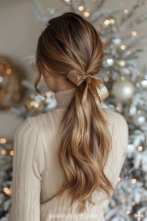 Get inspired by these 38+ Christmas hairstyle ideas that are perfect for the festive season! From elegant updos adorned with sparkling accessories to loose curls and braided crowns, these styles suit every holiday occasion. Try a sleek bun with jeweled pins for a formal look, or playful half-up styles with ribbon accents for a casual holiday gathering. Add touches of red, green, or gold with hair accessories for extra festive flair. Whether you’re attending a party, a family dinner. Holiday Updo, Christmas Hairstyle, Holiday Party Hair, Christmas Party Hairstyles, Christmas Hair Accessories, Hairstyles And Haircuts, Sleek Bun, Christmas Hair Bows, Half Updo