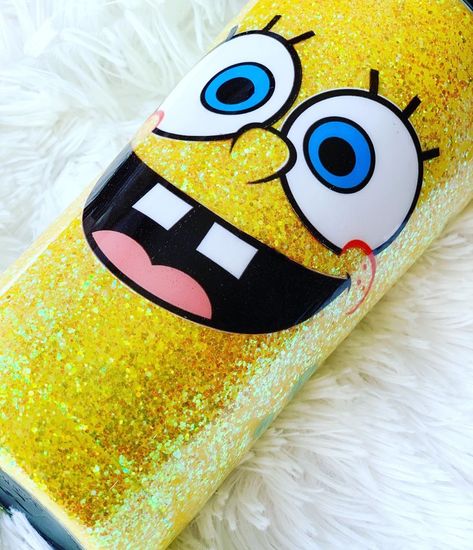 Celebration Creation Designs on Instagram: “Bob is so magical ! #yellow #allforthekids #spongebob #brandingdesign #ccdiy #glitter #glitterdipped #glittercups #glittercup #tumbler…” Yellow Tumbler Ideas, Yeti Cup Designs, Epoxy Cups, Glitter Yeti, Diy Tumbler, Yeti Cups, Glitter Tumbler Cups, Cute Water Bottles, Yeti Cup