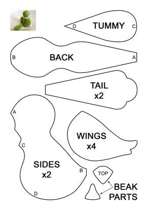 Bird Templates for Sewing | Bird plush pattern by kowai-usagi Bird Plush, All Ideas, Bird Template, Felt Toys Patterns, Turtle Plush, Soft Toy Patterns, Cute Sewing Projects, Animal Sewing Patterns, Sewing Stuffed Animals