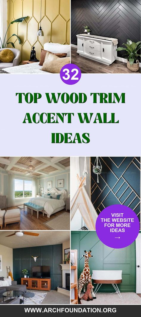 Add depth and style to your home with these 32 stunning wood trim accent wall designs. Perfect for creating a cozy and stylish atmosphere in any room. Living Room Wood Trim Accent Wall, Wood Trim Headboard Wall, Vertical Accent Wall Living Room, Accent Wall Using Wood Trim, Wood Wall Accent Living Room, Accent Walls With Wood Trim, Rectangle Trim Accent Wall, Accent Wall With Wood Design Vaulted Ceiling, Wood Accent Wall Office Ideas