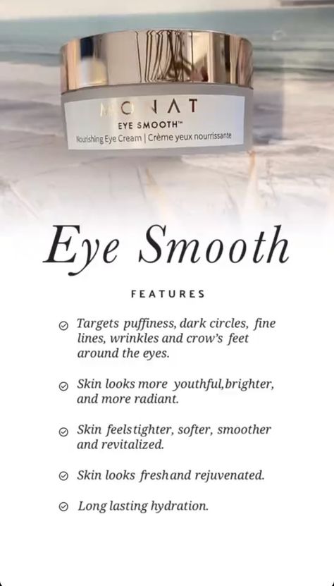 Monat Eye Smooth, February Goals, Monat Skincare, Monat Hair, Skin Products, Vegan Skincare, Dark Circles, Skincare Products, Wrinkles